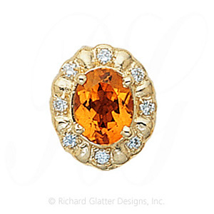 GS079 CIT/D - 14 Karat Gold Slide with Citrine center and Diamond accents 